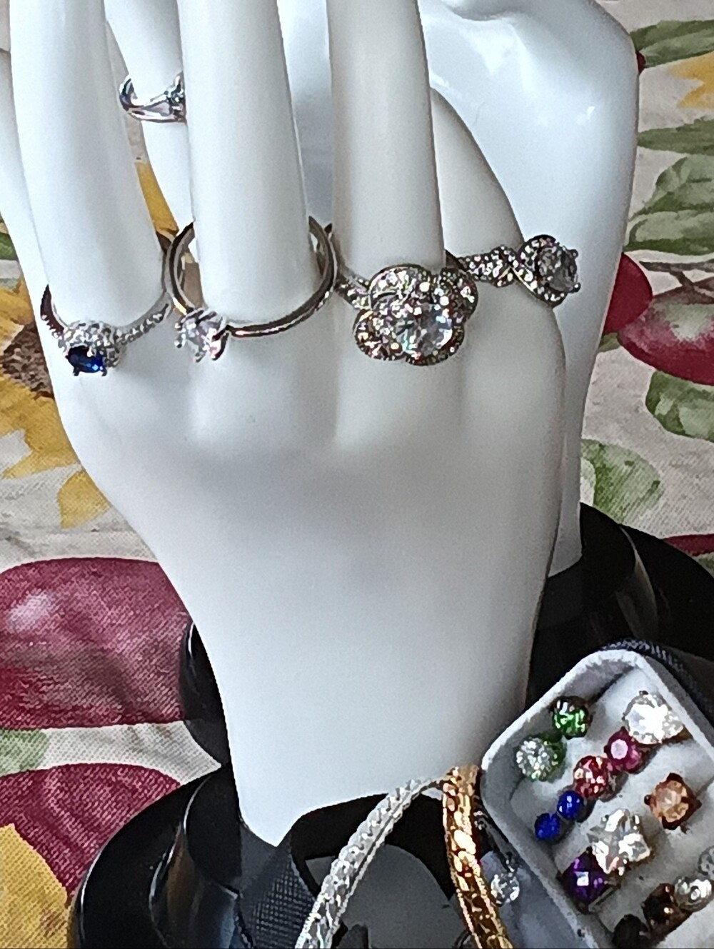Stunning All 925&,18k Gold Jewelry Lot,8,Rings, Bracelets,& Earrings In Box
